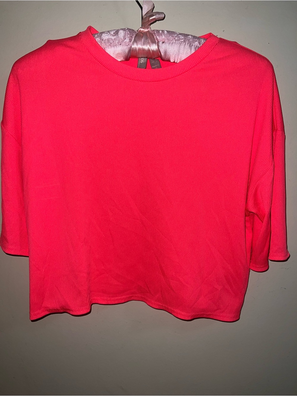 ASOS Neon Pink Ribbed Crop Top